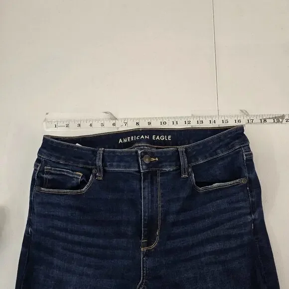American Eagle high-rise skinny kick jeans blue denim womens next level 14 long - Picture 3 of 11